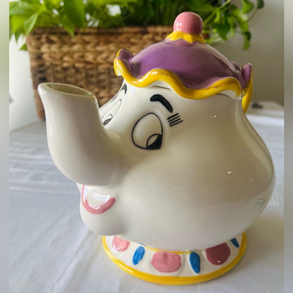 NWT, Vtg Treasure Craft, Beauty & The Beast Mrs. Potts Teapot, A Pfaltzgraff Co.
